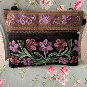 Floral leather purse